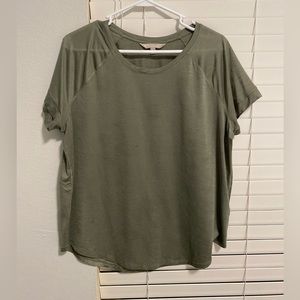 Athleta Olive Green short sleeve workout top